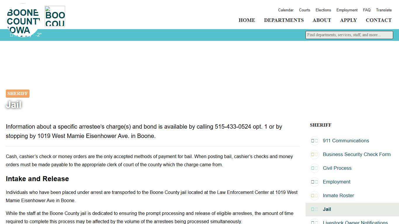 Jail - Sheriff's Office - Boone County Government - Iowa